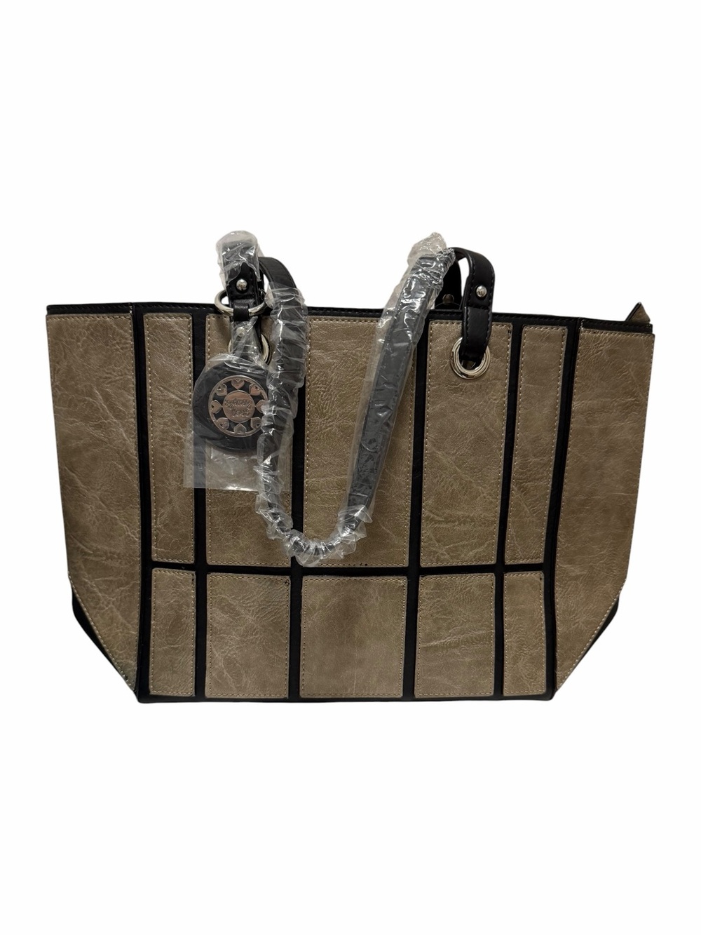 Sydney Love Black/Sand Faux Leather Tote Handbag